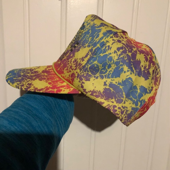 Vintage 90s snap back hat Neon blue purple pink yellow UCF Florida 1990s Cap - Picture 9 of 11